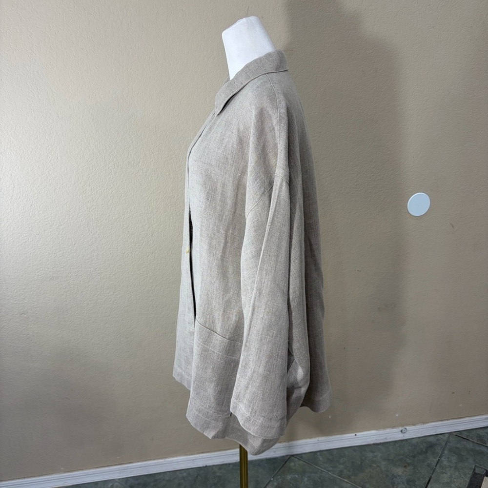 MenaCinque Button Up Blazer 100%Linen Made In Italy O/S Quiet Luxury Minimalist - Picture 3 of 14